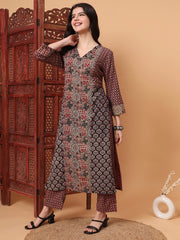 Hand Block Vegetable Print Straight Kurta S2002