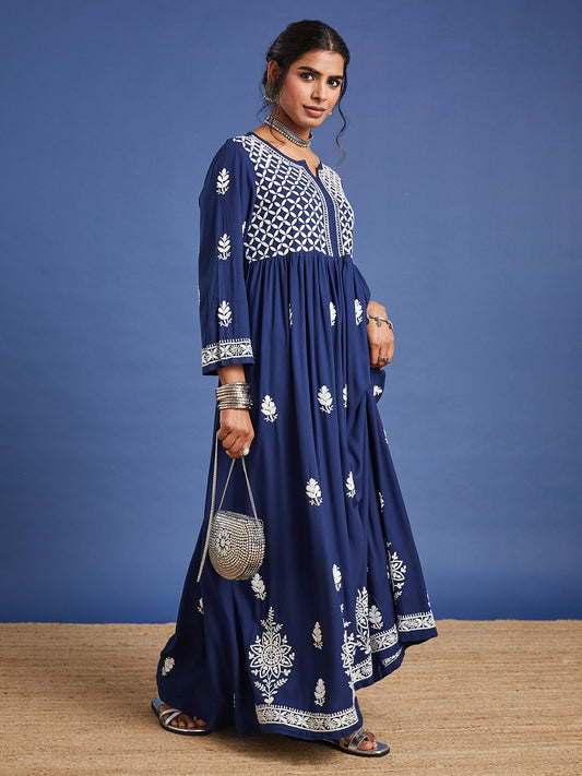 blue ethnic dress Buy Women Blue Printed Ethnic Dress Online @ Best Price main image 1