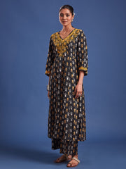 Chikankari Co-Ord Set with Katha and Block Print