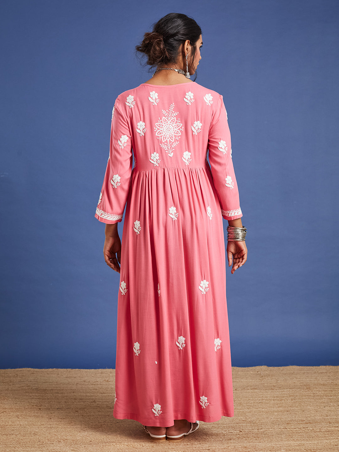 chikankari maxi dress Chikankari Ethnic Dress – Sufiza Lifestyle
