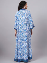 Blue Printed Viscose Rayon Shrug  S5000