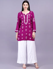 Modal Onion Color Chikankari Kurti