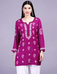 Modal Onion Color Chikankari Kurti