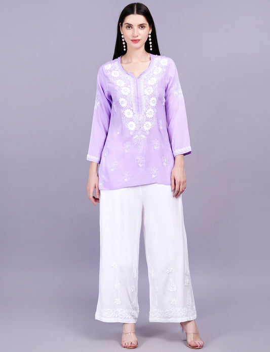 Modal Purple Color Chikankari Kurti - Sufiza Lifestyle
