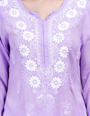 Modal Purple Color Chikankari Kurti - Sufiza Lifestyle