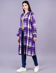 Check Cotton Purple Color Shrug