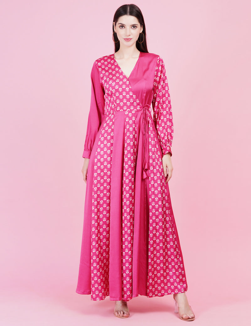 Pink Modal Satin Full Length Gown