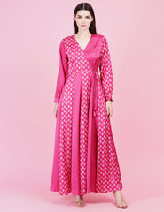 Pink Modal Satin Full Length Gown