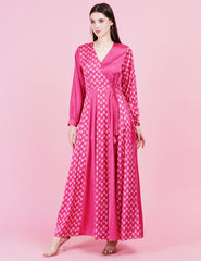 Pink Modal Satin Full Length Gown