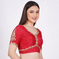 Red Silk Kota Patti Hand Embroidery