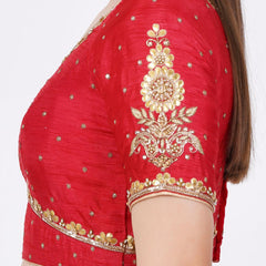 Red Silk Kota Patti Hand Embroidery - Sufiza Lifestyle