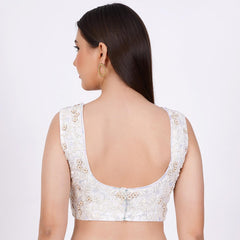 Raw Silk White Color Hand Embroided Blouse - Sufiza Lifestyle