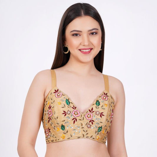 Tapeta Silk Golden  Hand Embroided Blouse - Sufiza Lifestyle