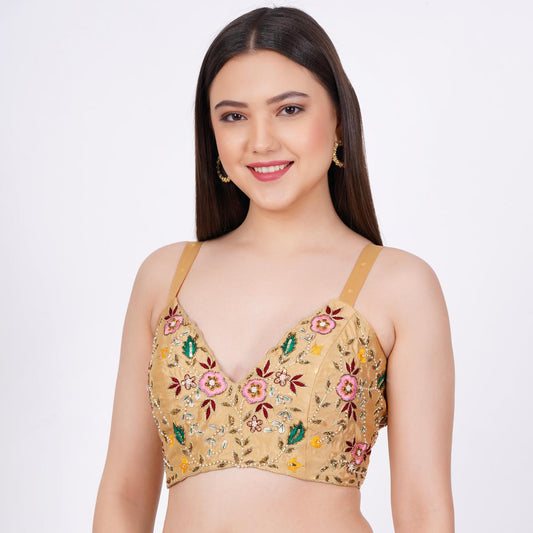 Tapeta Silk Golden  Hand Embroided Blouse - Sufiza Lifestyle
