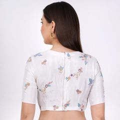 Silk White Color Hand Embroided  Blouse - Sufiza Lifestyle