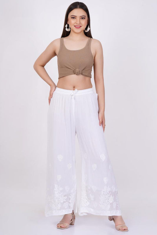 White Chikankari  Bottom - Sufiza Lifestyle