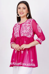 Pink Chikankari Ghas Pati Hand Work