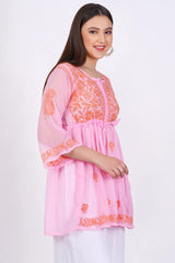 Light Pink Chikankari Ghas Pati Hand Work