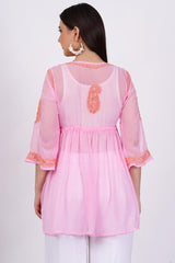Light Pink Chikankari Ghas Pati Hand Work - Sufiza Lifestyle