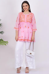 Light Pink Chikankari Ghas Pati Hand Work - Sufiza Lifestyle