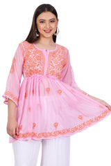 Light Pink Chikankari Ghas Pati Hand Work - Sufiza Lifestyle