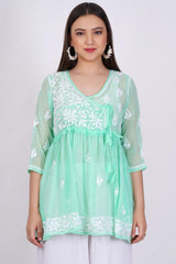 Green Chikankari Ghas Pati Hand Work