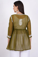 Sea Green Chikankari Ghas Pati Hand Work - Sufiza Lifestyle