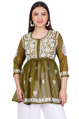 Sea Green Chikankari Ghas Pati Hand Work - Sufiza Lifestyle