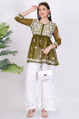 Sea Green Chikankari Ghas Pati Hand Work - Sufiza Lifestyle