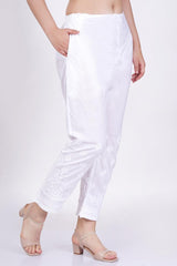 White Chikankari Straight Bottom