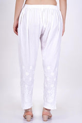 White Chikankari Straight Bottom - Sufiza Lifestyle