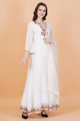 Silver Drop Georgette Zardosi  work Kalidar Dress - Sufiza Lifestyle