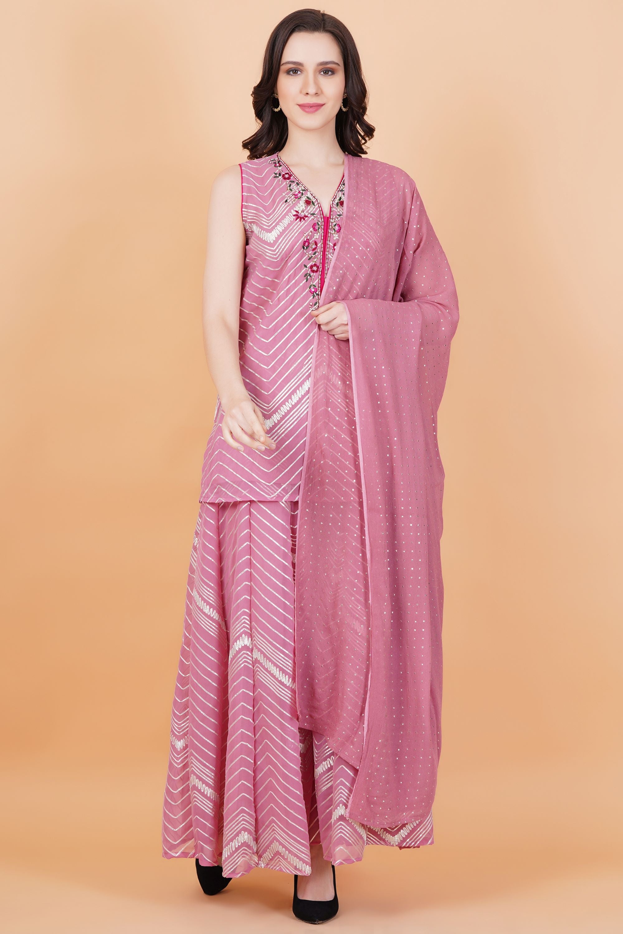 Pink Kota Patti Zardosi work Suit Set - Sufiza Lifestyle