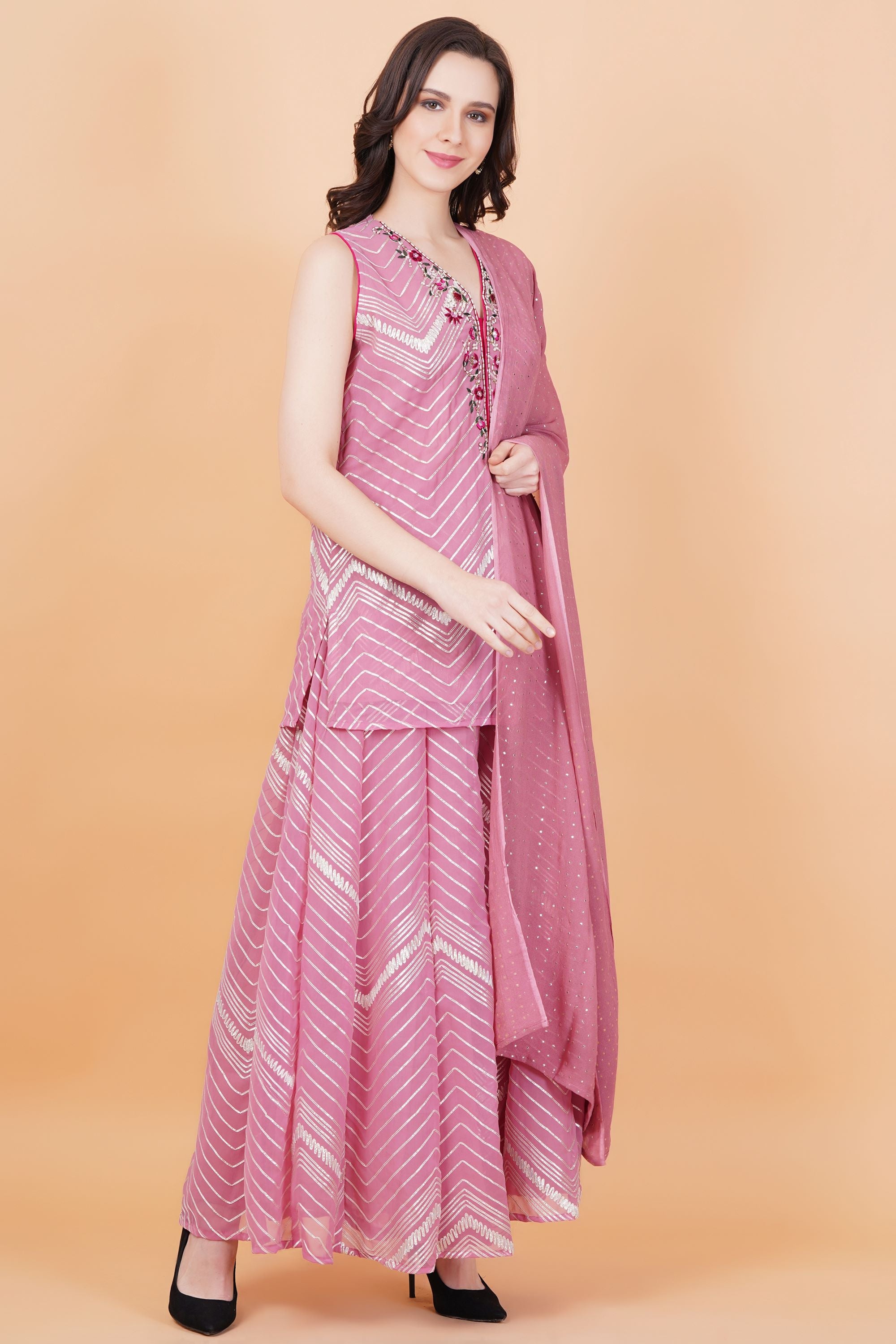 Pink Kota Patti Zardosi work Suit Set - Sufiza Lifestyle