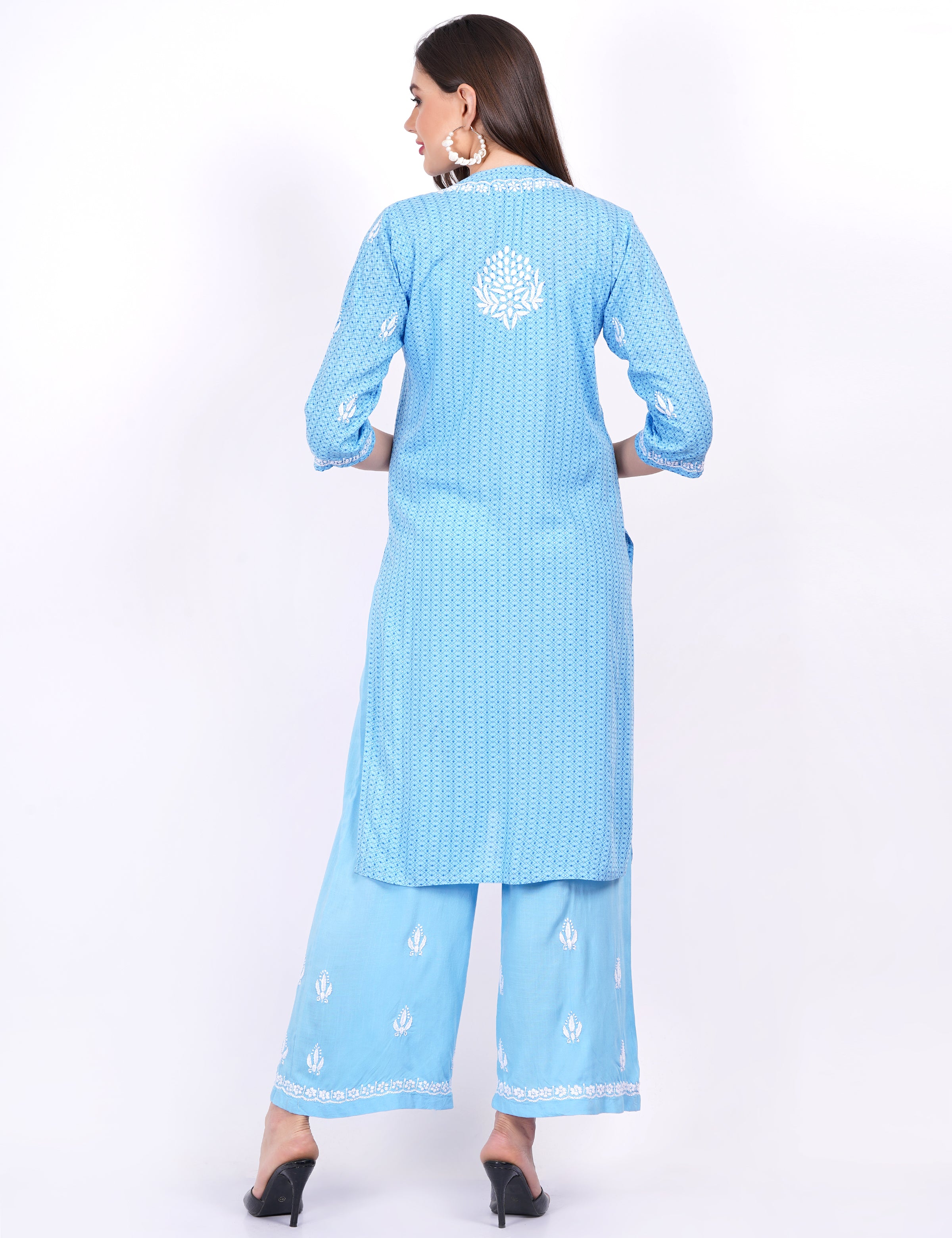 Rayon Foil Printed Chikankari Co-Ord Set