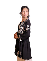 Chikankari Black peplum kurti