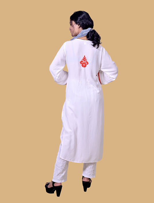 Rayon Cotton White Chikankari Kurta - Sufiza Lifestyle