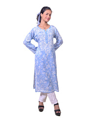 Mal Cotton Blue Chikankari Kurta