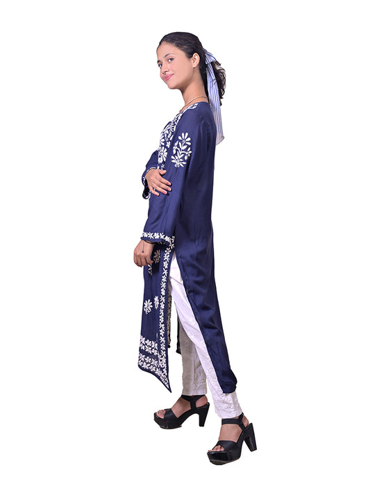 Modal Cotton Navy Blue Chikankari Kurta - Sufiza Lifestyle