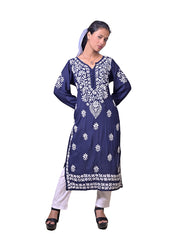 Modal Cotton Navy Blue Chikankari Kurta