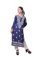 Modal Cotton Navy Blue Chikankari Kurta