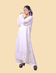 Muslin White Aline Chikankari Kurta