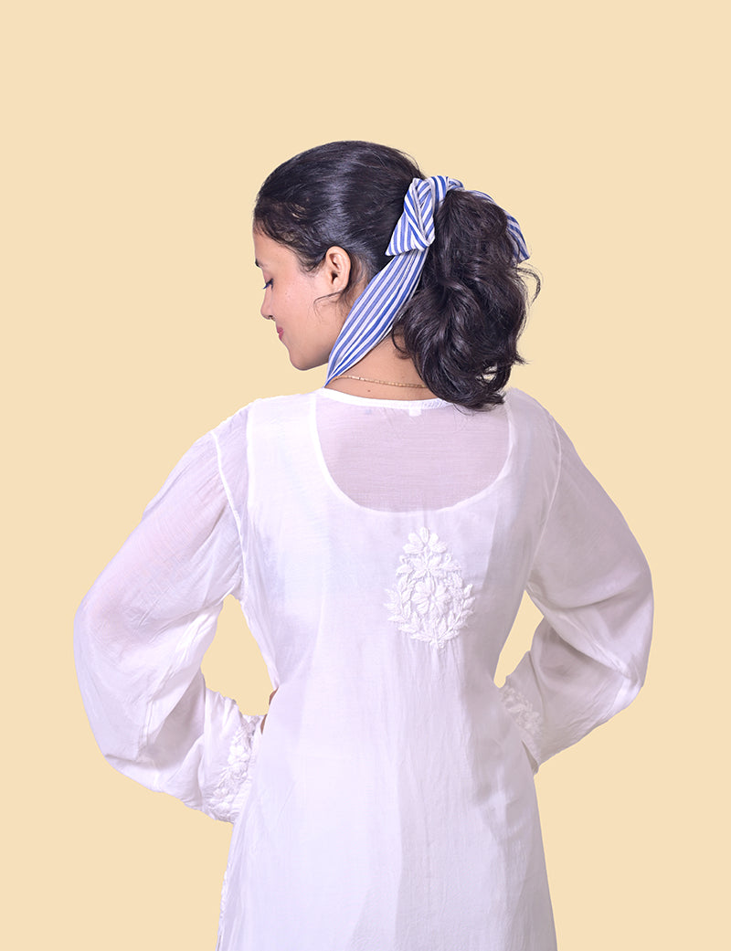 Muslin White Aline Chikankari Kurta