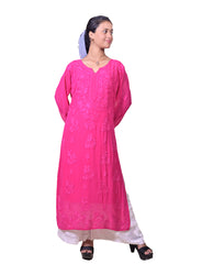 Viscose Pink Dual shade Chikankan Kurta