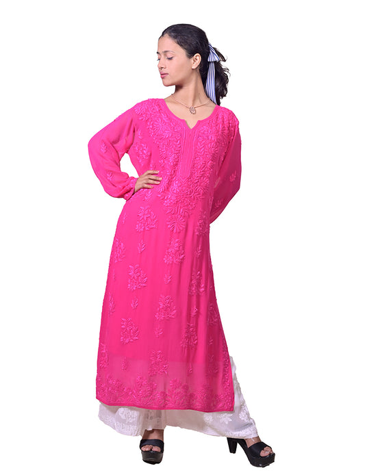 Viscose Pink Dual shade Chikankan Kurta - Sufiza Lifestyle