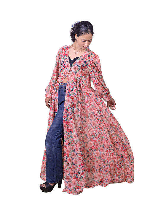 Viscose Georgette  light Orange Shrug - Sufiza Lifestyle