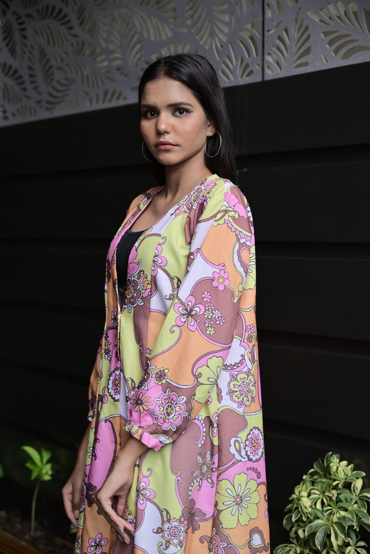 Slub cotton digital print shrug - Sufiza Lifestyle
