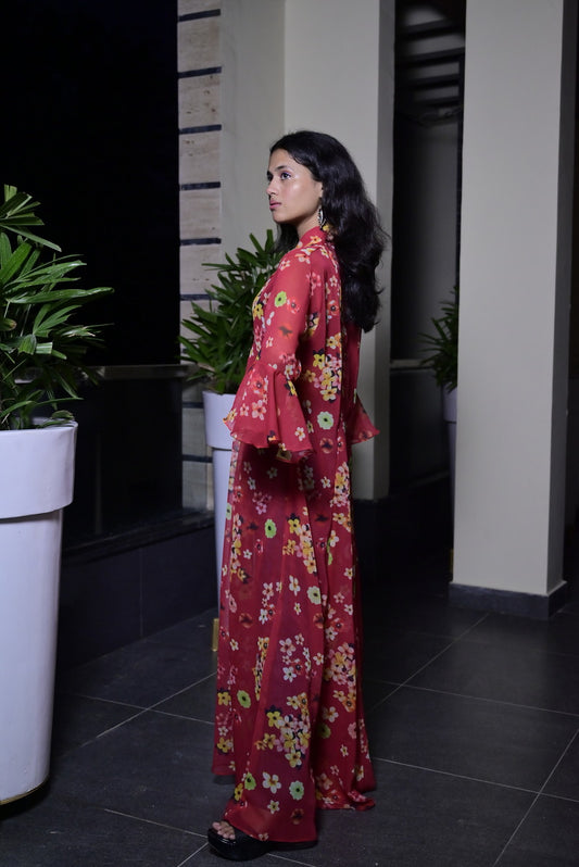 Georgette Red Color Shrug - Sufiza Lifestyle
