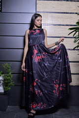 Lycra Black Red Digital Gown