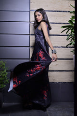 Lycra Black Red Digital Gown